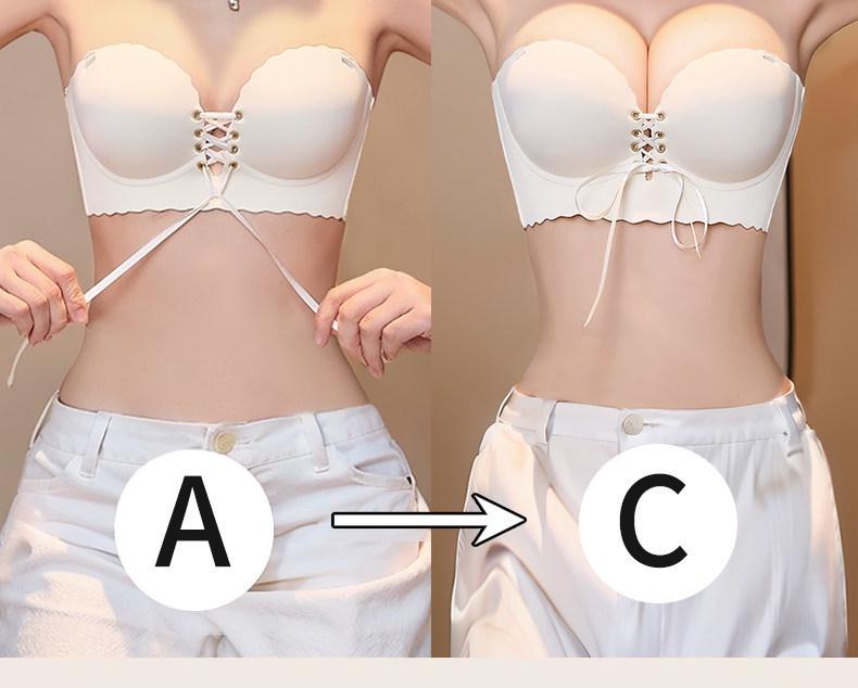 Женский strapless push-up бандо бюстгальтер, противоскользящий, бесшовный, для маленькой груди