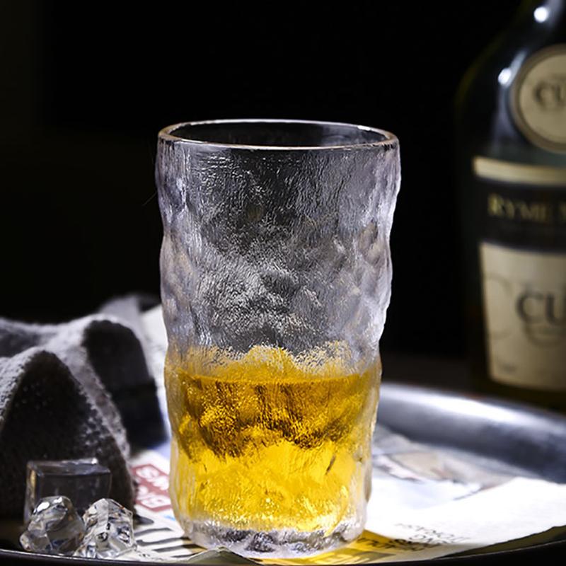 280 мл/330 мл Стеклянная бутылка для питья Простой стакан для воды из ледникового стекла Стакан для виски со льдом Бокал для вина Кофейная чашка Чашка с узором коры дерева Пивная кружка
