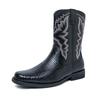 Men's New High Quality Genuine Leather Crocodile Pattern Boots Fashion Embroider Versatile Boots Comfort Soft Sole Driving Boots