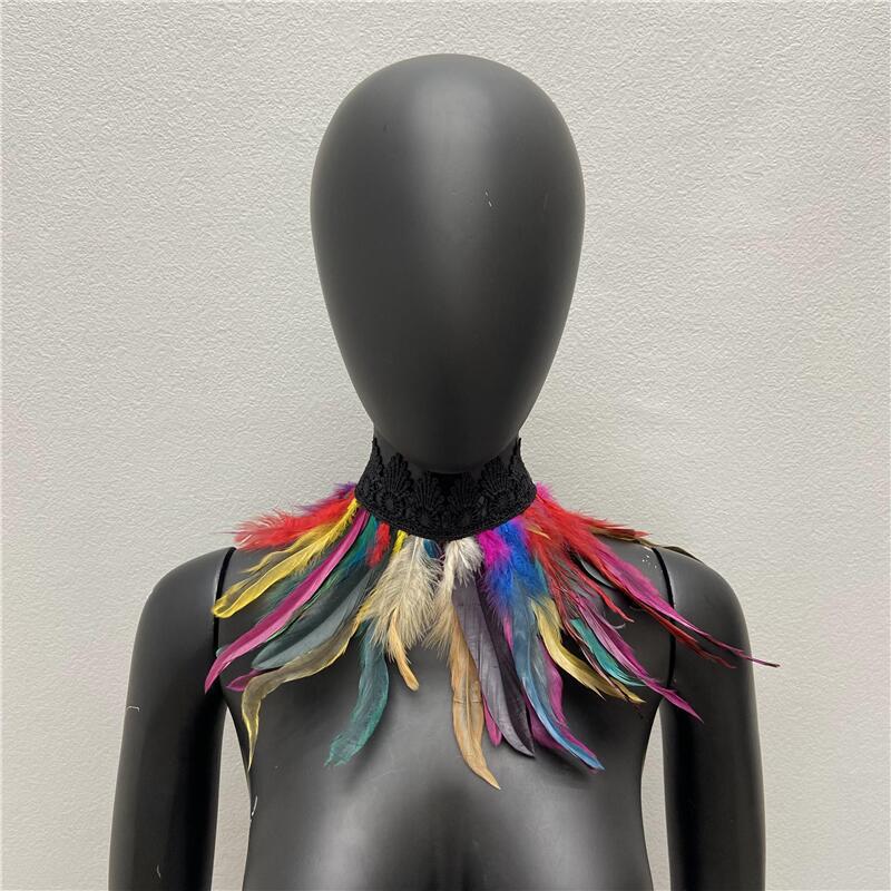 32 см Роскошный панк-перо чокер кружевное перо ожерелье готический перо шарф