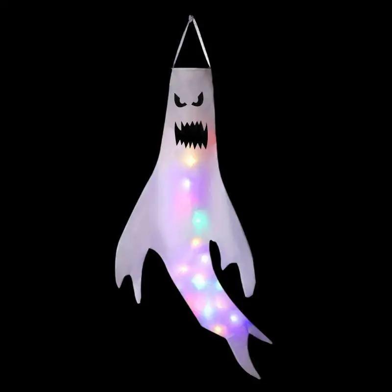 10 шт. 2025 Хэллоуин украшения Призрачная аэродинамическая труба светодиодный светящийся подвесной призрак Фестиваль призраков Подвесной Призрачный макет места проведения реквизит