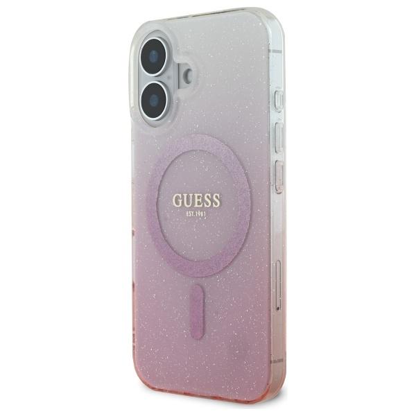 Guess Guhmp16Mhgrcelp Iphone 16 Plus6.7 Różowy/Pink Twarde Etui Iml Brokatowy Gradient Magsafe