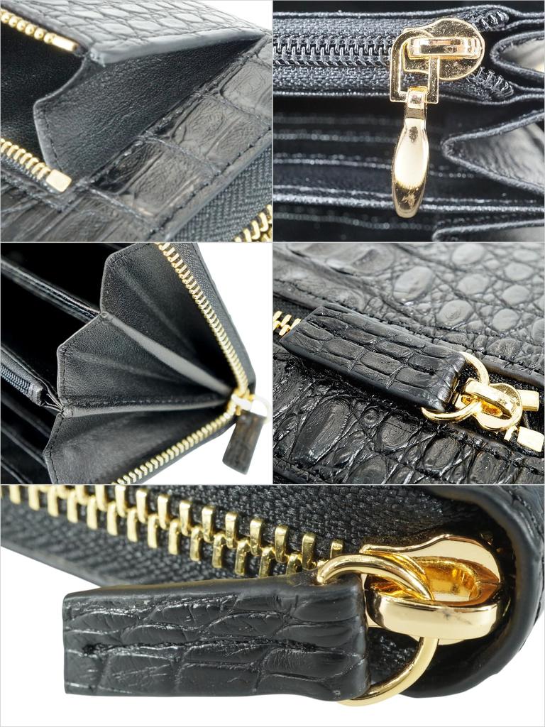 Этот черный крокодиловый длинный кошелек для мужчин и женщин изготовлен из цельного куска натуральной крокодиловой кожи. Он имеет круглую застежку-молнию, а