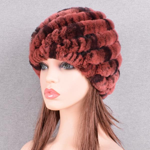 Зимняя теплая вязаная меховая шапка из кроличьего меха с ананасом, женские толстые шапки, шапочки для мамы