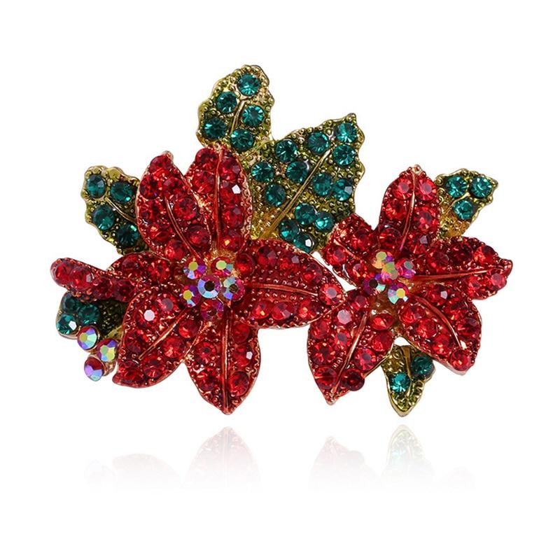 Blucome Брошь с красным цветком, заколки для растений, женская брошь для пальто, костюма, заколки для хиджаба, подарок на Новый год