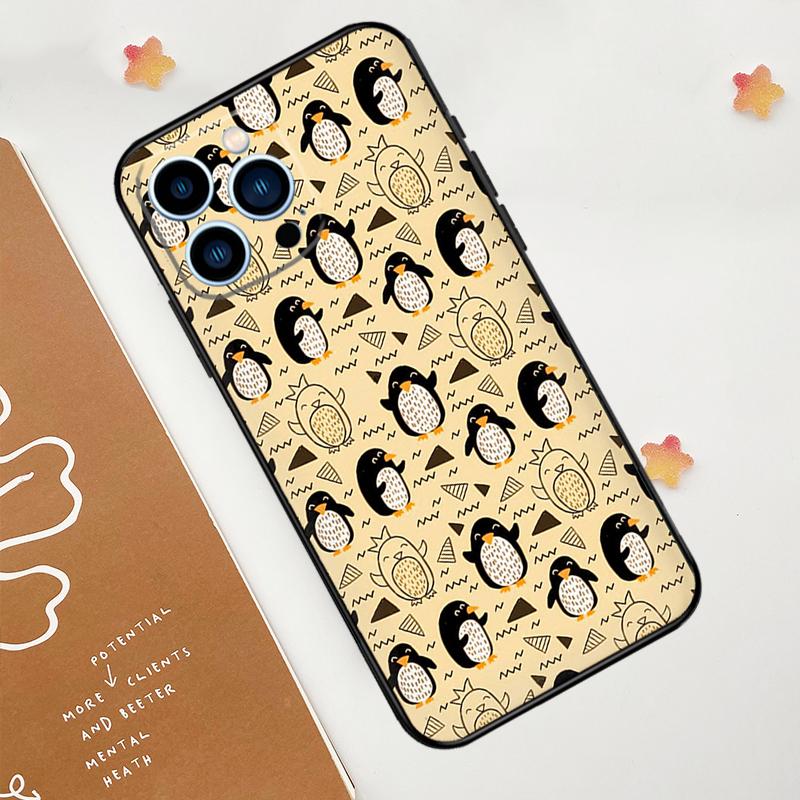 Милый чехол Kawaii Penguin для iPhone 15 16 14 13 12 11 Pro Max Plus X XR XS Max 12 13 Mini мягкий бампер