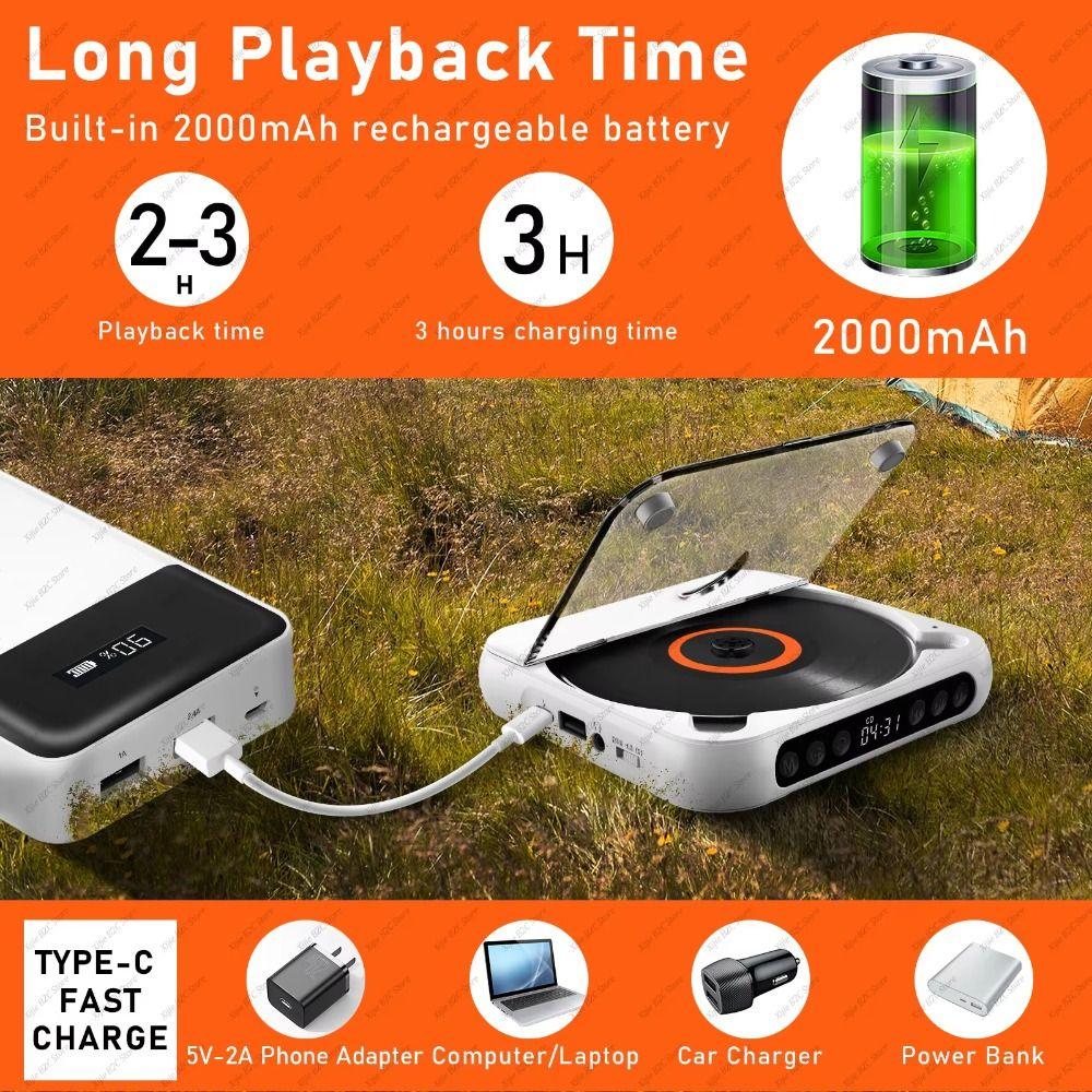 A-B Repeat Timer CD Player 6 Modes Bluetooth Music Player Stereo CD Players Portable Use