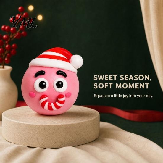 Soft TPR Squeezing Toy 1/5Pcs DIY Christmas Stress Relief Toy, Reindeer Snowman Ball with Relaxing Sensory Tools Detachable Expression Accessory,