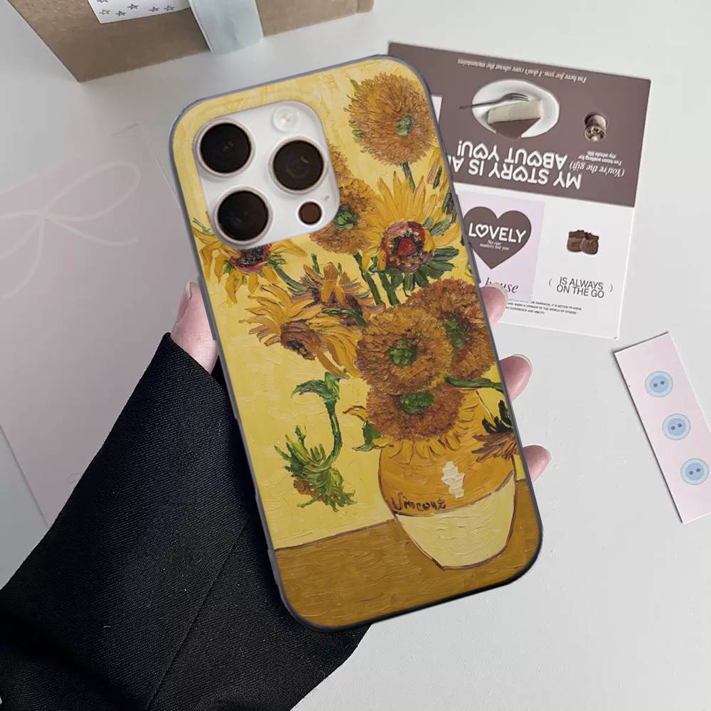 Чехол для телефона с картиной Ван Гога маслом Для IPhone 16 15 17 Pro 11 12 13 14 Pro Max Plus Мягкий Силиконовый Чехол-Ракушка с Волнистым Рисунком