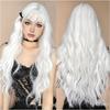 Белые синтетические парики с челкой, длинные волнистые парики для вечеринки, косплея, термостойкие волокна, мягкие искусственные волосы