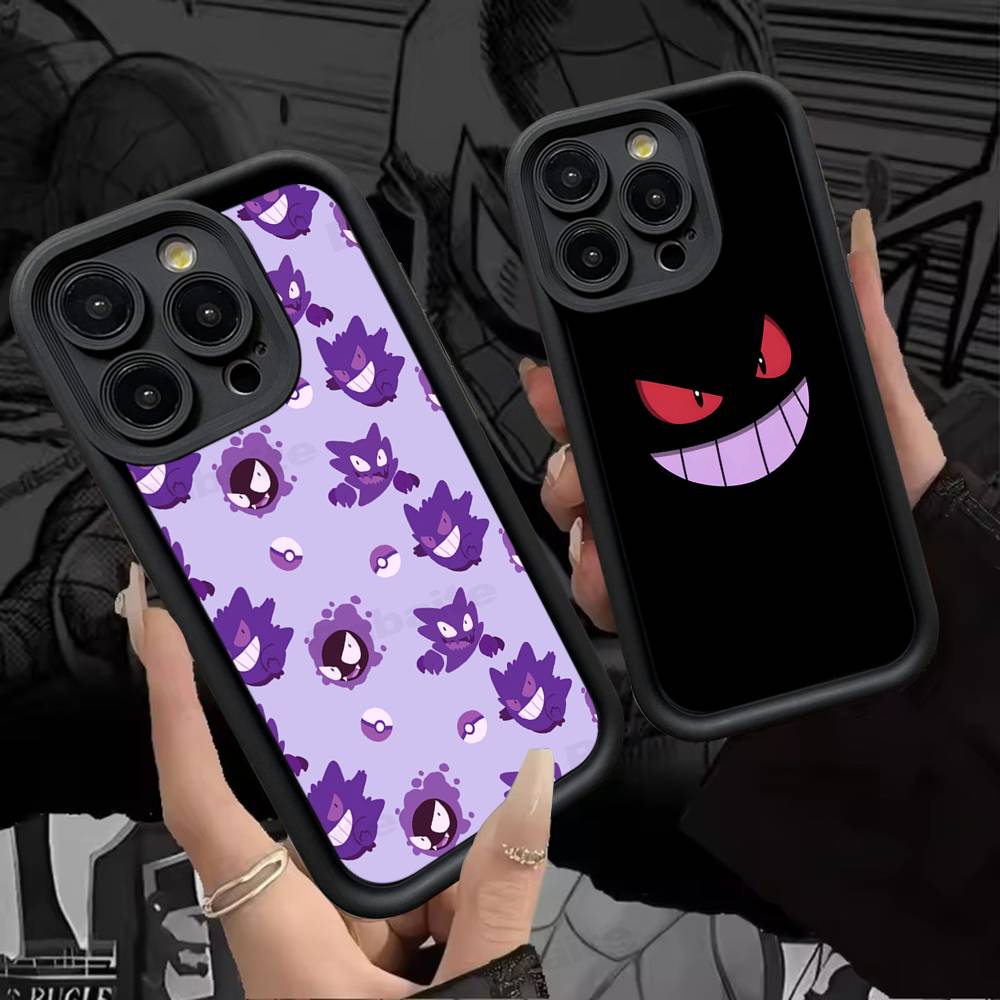 Anime P-Pokemon Gengar Phone Case For iPhone 11 12 13 16 15 17 14 Pro Max Soft Funda Silicone Cover