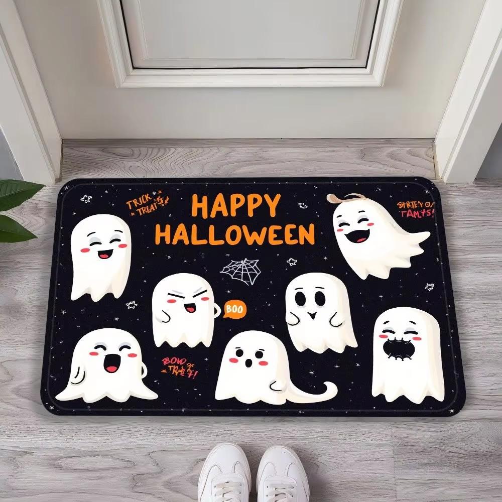 Halloween Pumpkin Cute Ghosts Kitchen Rugs Non Slip Washable Cushioned Carpet Comfort Porch Floor Doormat Farmhouse Decor