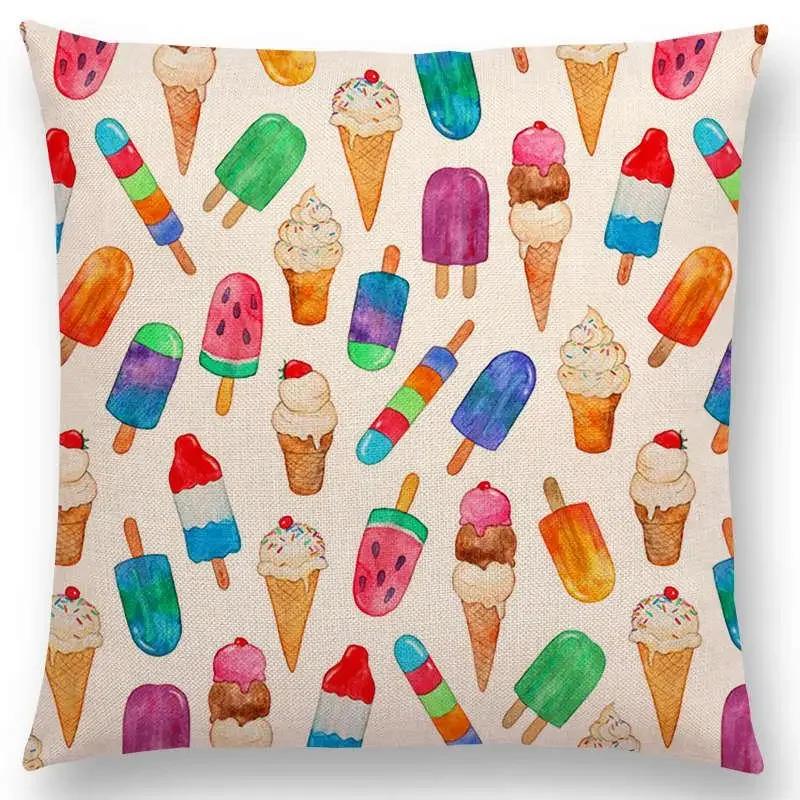 Новый Милый Рождественский Подарок Фрукты Тыква Мороженое Интересное Искусство Красочный Декоративный Узор Наволочка Подушка для Дивана