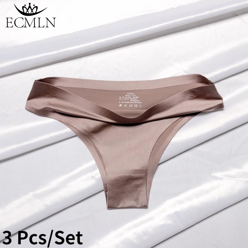 3 Pack Women Ice Silk Feeling Thongs Seamless Sexy Panties Lingerie Underwears