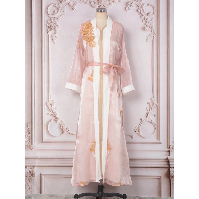 Magic Queen Middle East Ethnic Embroidery Sequin Cardigan Base Skirt Two-piece Set Robe Dress