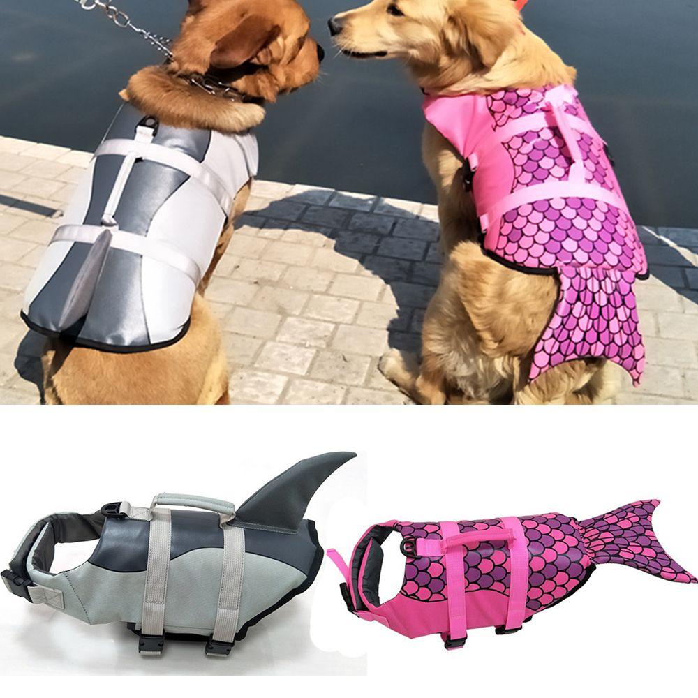 Swimsuit Harness Vest Dog Life Jacket Pet Safety Clothes Mermaid Shark Puppy Surf Saver Coat