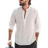 New Men's Casual Blouse Cotton Linen Shirt Loose Tops Long Sleeve Tee Shirt Spring Autumn Casual Handsome Men's Shirts