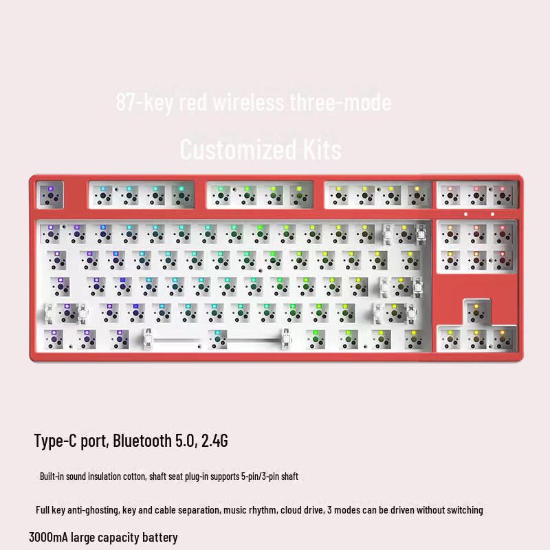Беспроводная Bluetooth механическая клавиатура DIY Kit, RGB, три режима, 84-108 клавиш