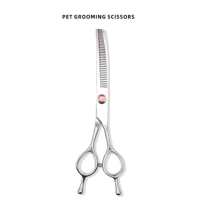 Professional Pet Grooming Scissors Set 6.5 Inch Stainless Steel Flat Tooth Fishbone Thin Out Fluffy Trim Dogs Cats