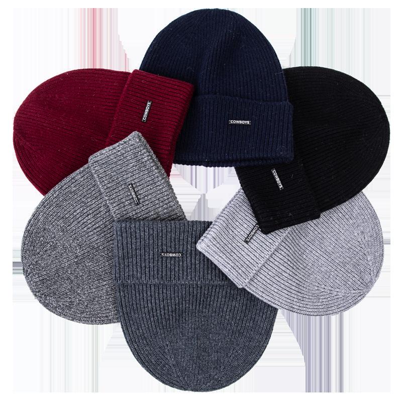 Мужская зимняя шапка из 100% шерсти: Толстые, теплые, трикотажные для езды на велосипеде с защитой ушей