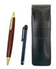Набор из 2 тонких пеналов из коровьей кожи, черный, металлическая сенсорная ручка, синий и коричневый деревянный стержень, набор ретро шариковых ручек ASB-ALL-HS48S-2
