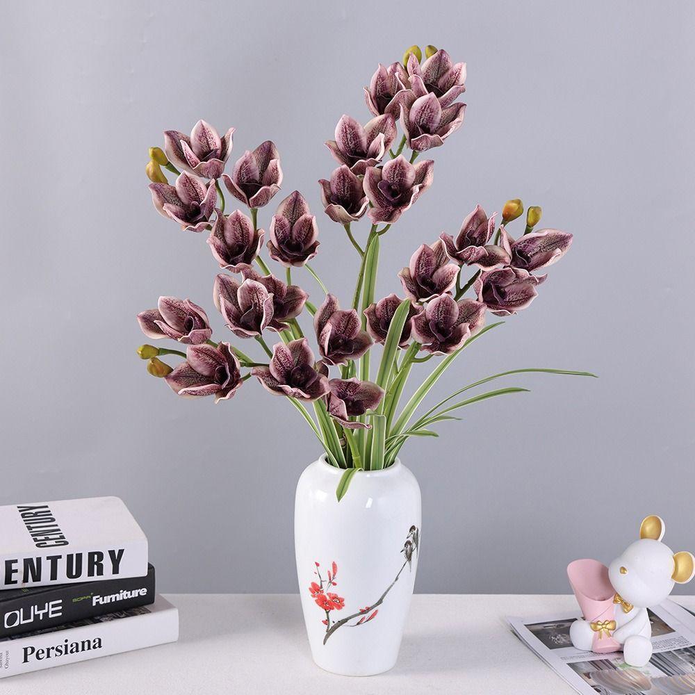 Сгибаемые стебли Цимбидиум Цветочная ветка Яркие цвета Имитация Фаленопсис Свадебная церемония