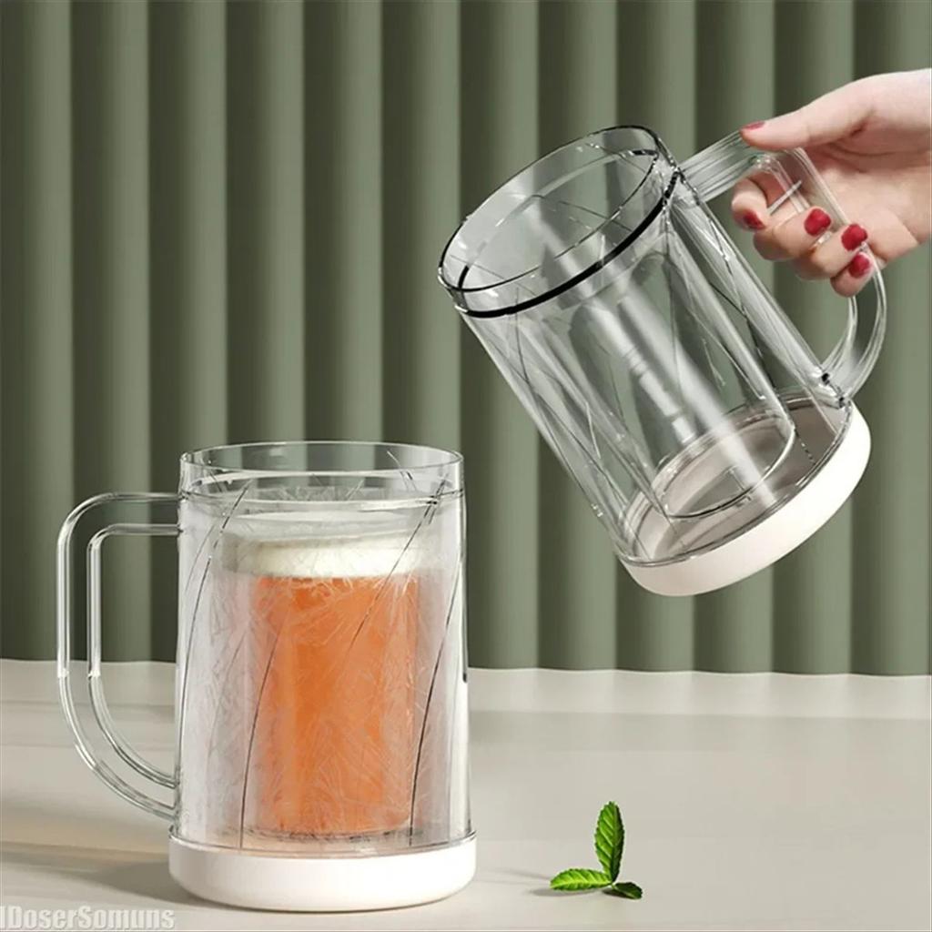 2026+ Freezer Beer Glass,Freeze Mugs with Handle,Double Walled Cups,Keep Drinks Cold,Freezing Beer Mug Gifts for Mens