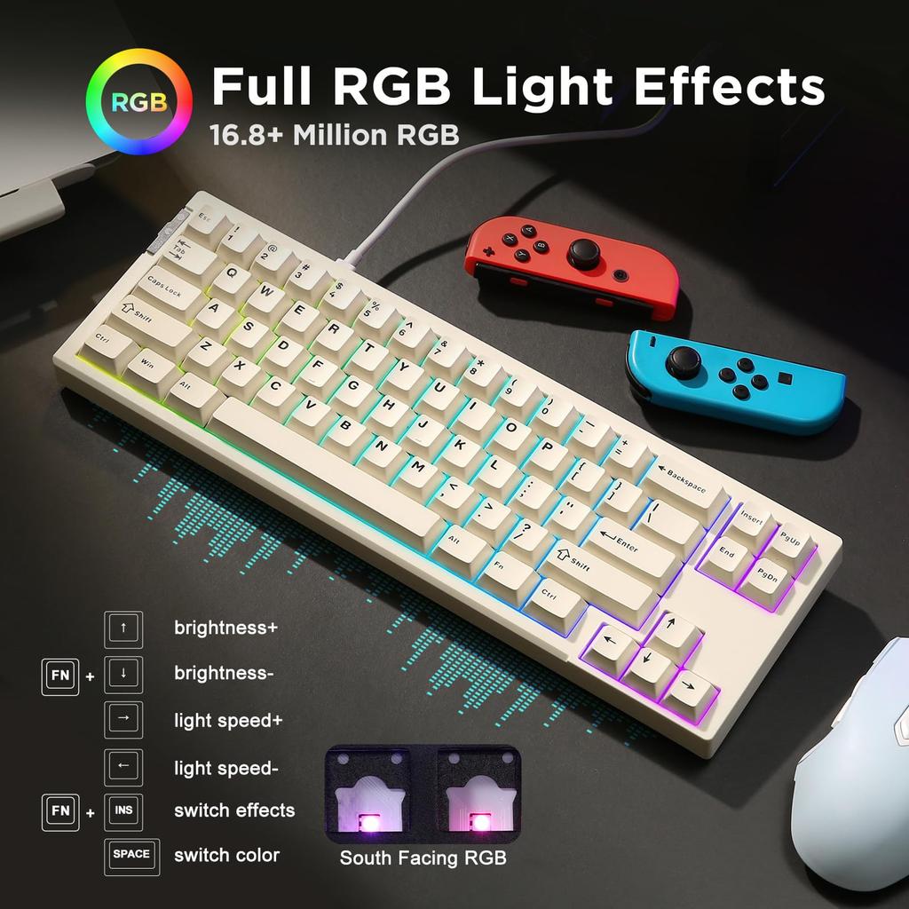 YUNZII RT68 Игровая механическая магнитная клавиатура 68 клавиш с быстрым срабатыванием, колпачки PBT, регулируемое усилие срабатывания, TKL, переключатели, RGB, проводная,