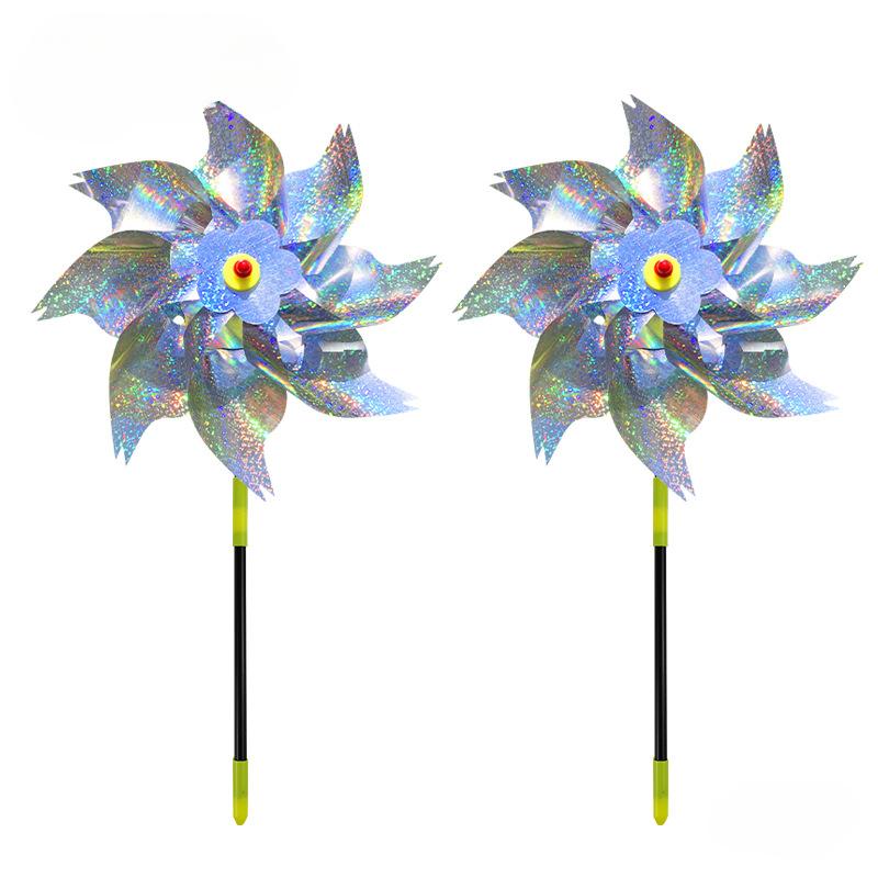 2Pcs Silver Bird Repelling Windmill Laser Wind To Large Windmill Thickened Orchard Farm Can Make Toy Windmills