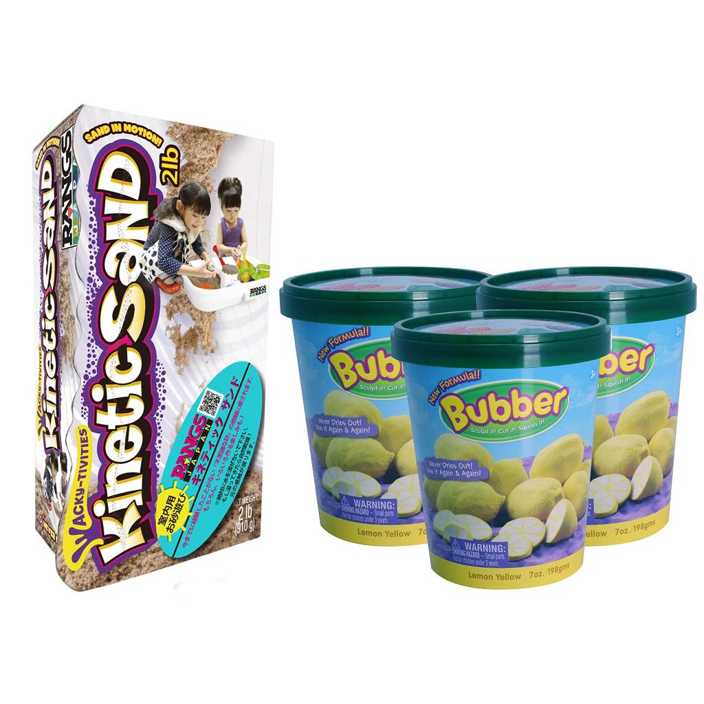 RANGS Kinetic Sand & Barber Basket Yellow Set, Indoor Sand Play Set, Certified Japanese Food Inspection Product, Made In Sweden