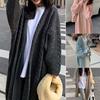Women Autumn Winter Long Sweater Cardigan Twist Texture Long Sleeve Solid Color Open Front Knitting Coat Thickened Outerwear
