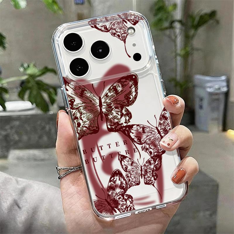Мягкий чехол с ярким узором бабочки для iPhone 17e 17 16 15 14 13 Pro Max 17 Pro 16e 12 11 Прозрачный противоударный чехол для телефона