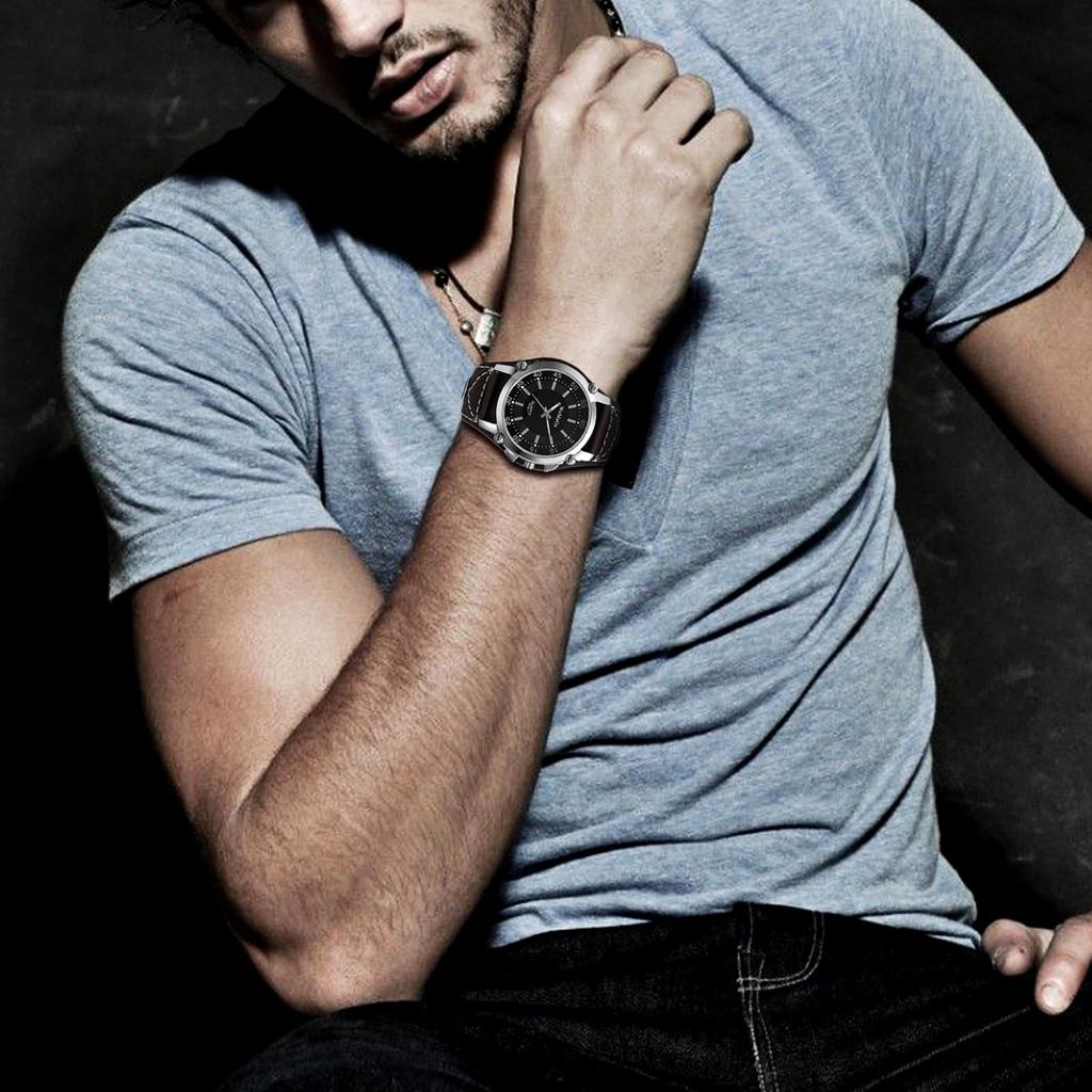 Часы Рок Панк Кожаный Ремень Водонепроницаемый Кожаный Ремень Широкий Браслет Стильные Кварцевые Часы Белые Коричневые Модный Аксессуар День Рождения Годовщина Рождество