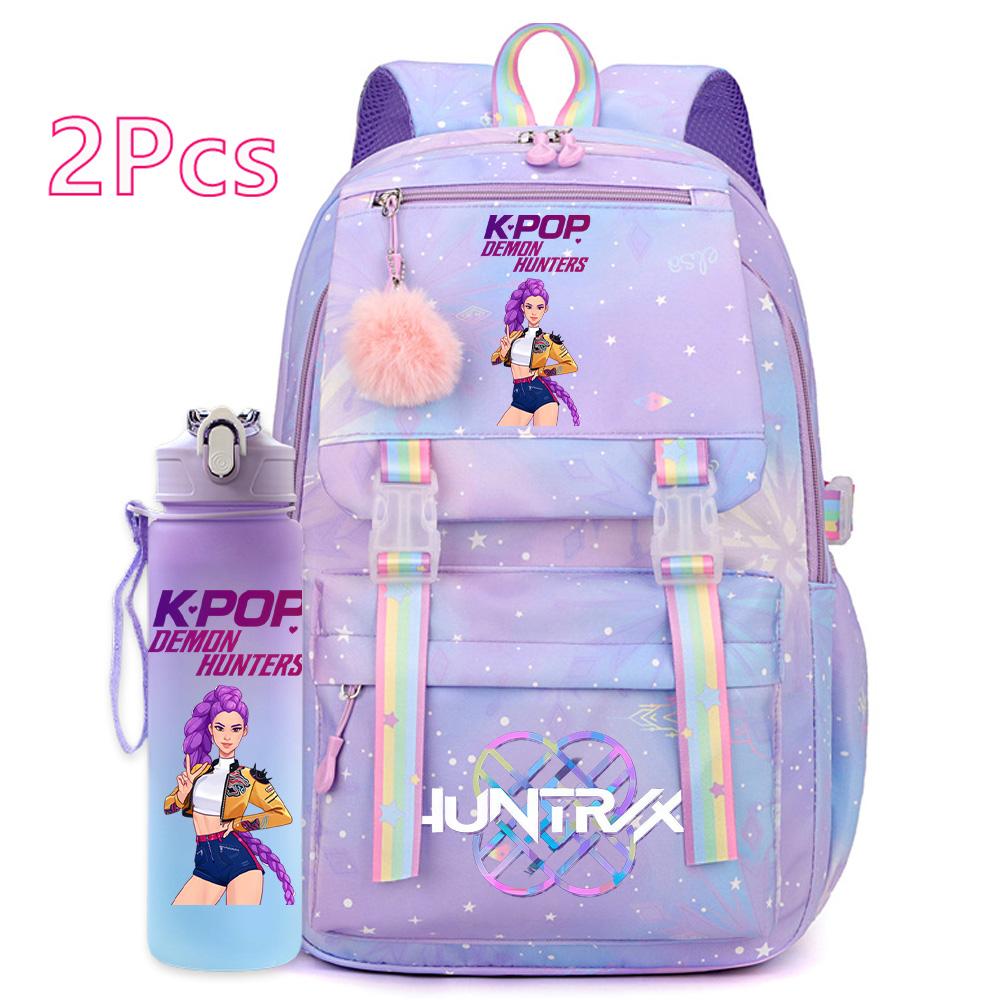2 шт./набор Милый аниме K-pop рюкзак с принтом 750 мл бутылка для воды большой вместимости дорожная сумка для девочки-подростка мальчика школьный портфель детский подарок рюкзак