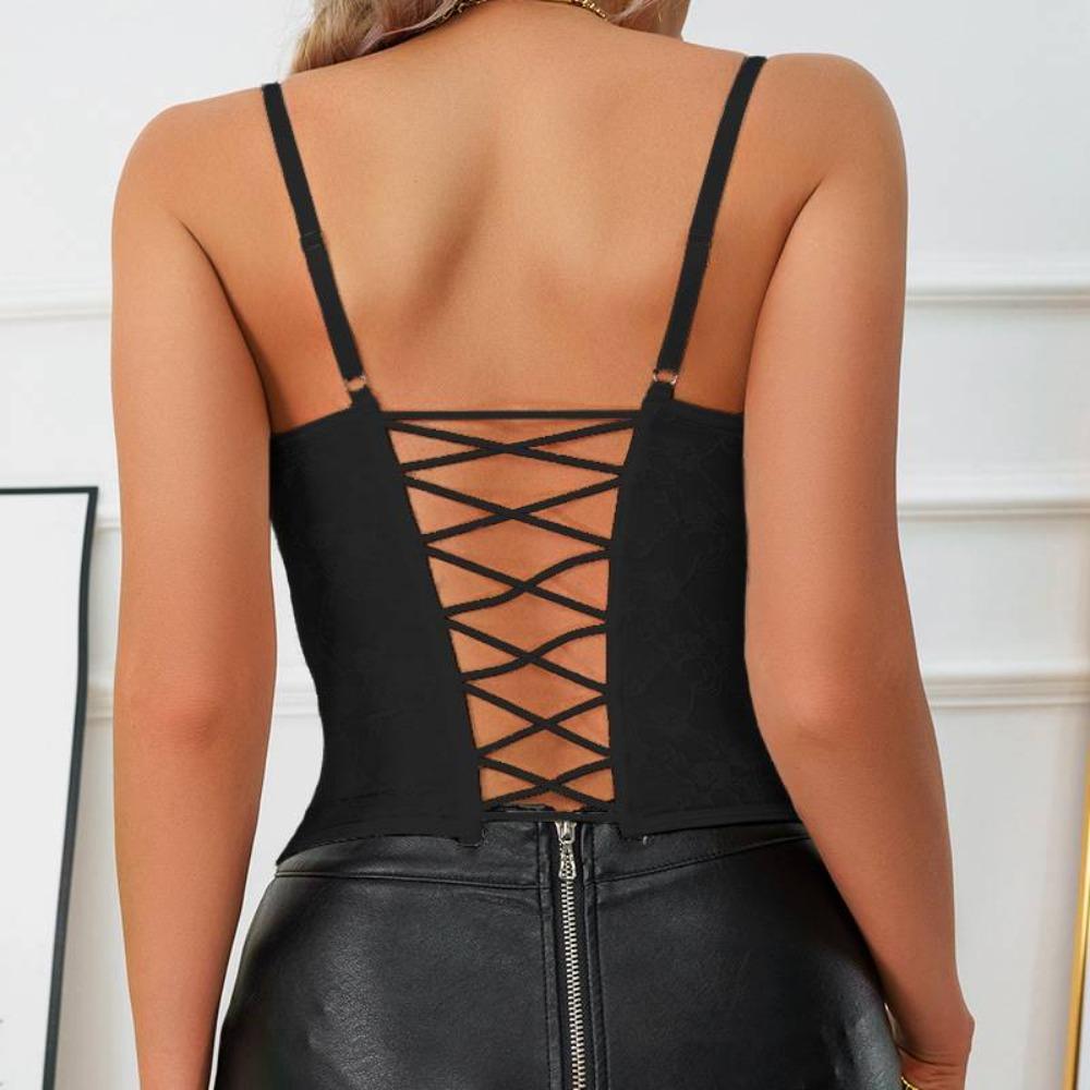 Slim Fit Lace Corset Sleeveless Crop Tops Spicy Girl Style Suspender Vest Spring Summer