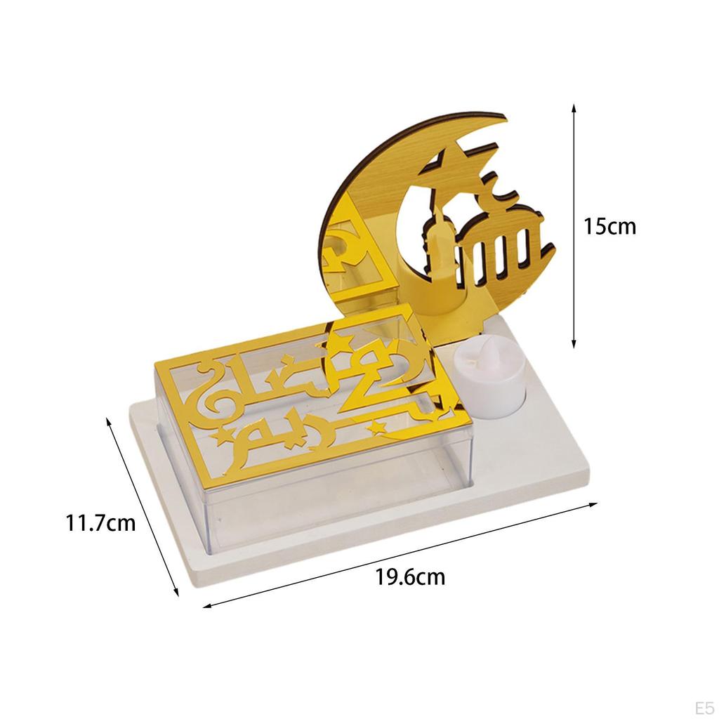 Украшение стола Рамадан, акриловый поднос с фруктами, еда, домашнее искусство, ремесло с беспламенной свечой, столешница