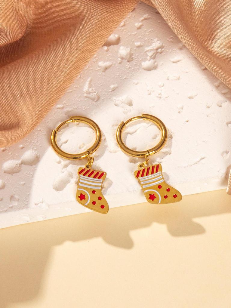 High-End Christmas Series Stainless Steel Earrings - Versatile Gift and Decoration