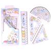4pcs/set Kawaii Cartoon Straight Triangle Ruler Protractor Drafting Drawing Tool
