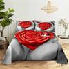 Red Rose Bed Sheets and Pillowcases for Double Beds Single 3D Flower Bedsheets Set with Pillow Case 2pcs 3pcs Queen Full Size