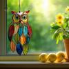 Owl Pendant Outdoor Hanging Decoration Realistic Looking Simple Installation Colorful Handmade Stained Owl Ornament