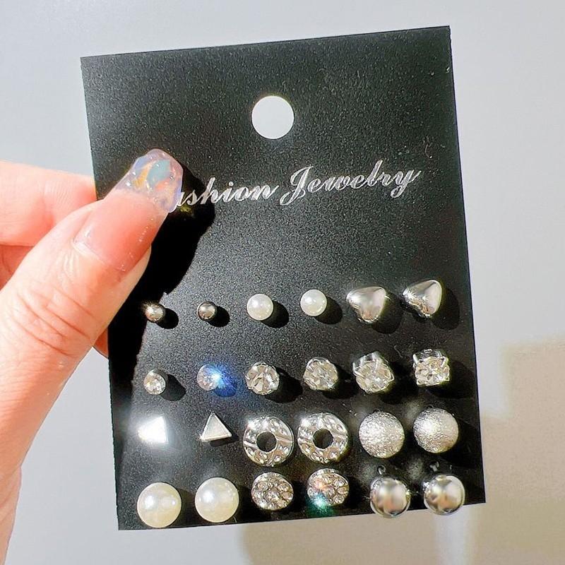 iF ME 20 пар/компл., серьги-гвоздики с цирконием, золотом и искусственным жемчугом, серебряные серьги-гвоздики с геометрическим сердцем для женщин, аксессуары, ювелирные изделия, подарок