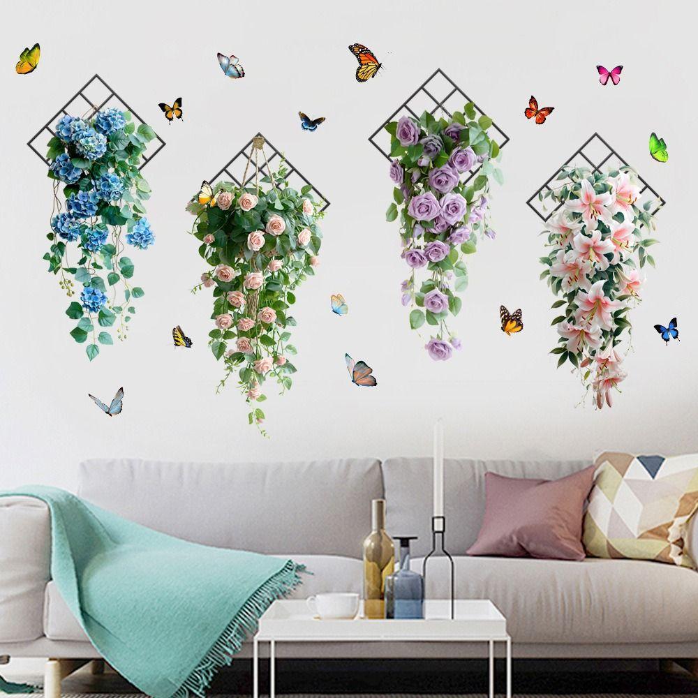 Flower & Butterfly Wall Sticker Multicolor Beautifual Decals Removable Mural Art  Home Decoration