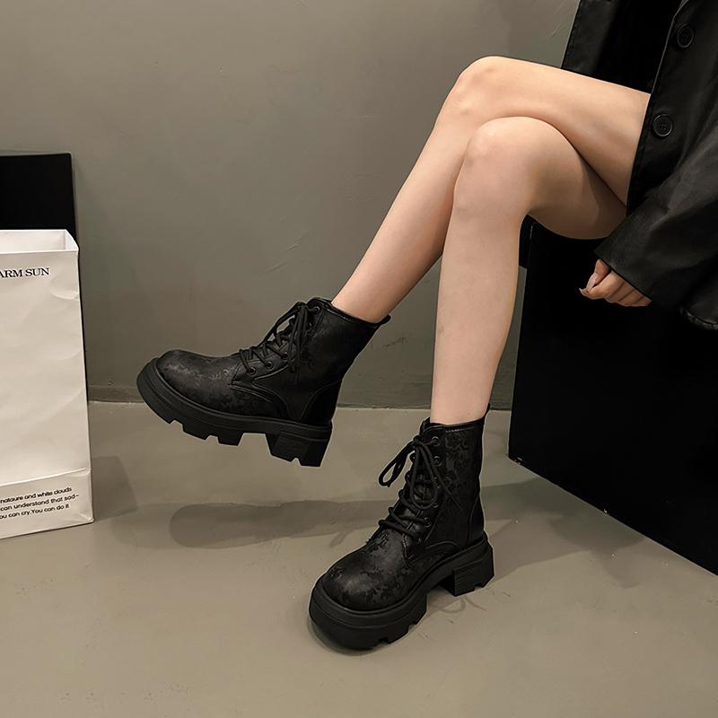 New Style Women's Shoes Fashion Soft Comfortable Not Tired Feet Round Toe Women's Boots Low Top Lolita Rider Boots Zapatos Mujer
