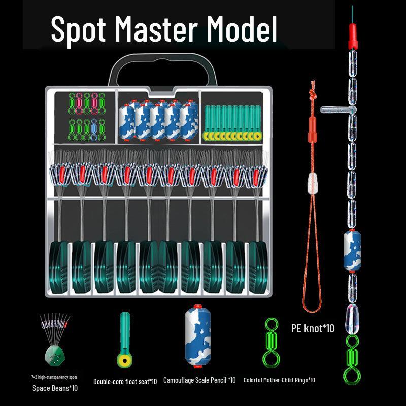 Набор рыболовных снастей из 50 предметов: Силиконовые шарики-поплавки, вертлюги, поплавки, основная леска