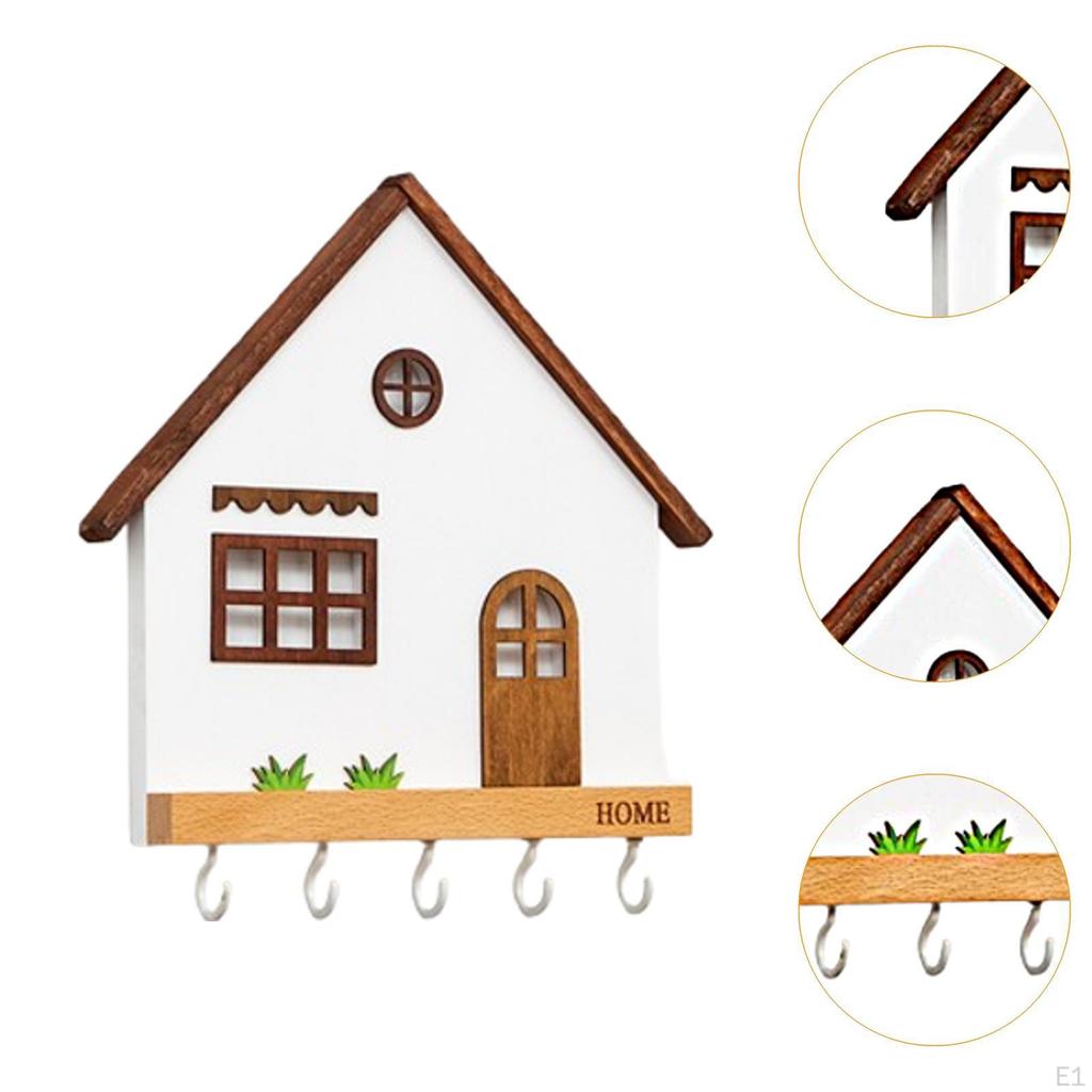 Деревянный держатель для ключей, вешалка для одежды, 5 крючков, крыльцо, прочная настенная, для офиса, дома, прихожей, коридора, в помещении