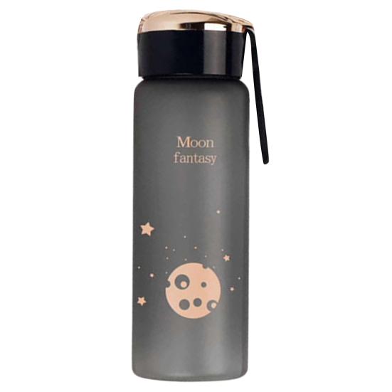 Бутылка для воды 400 мл с ремешком, герметичная матовая прозрачная пластиковая бутылка для питья с широким горлышком Moon Fantasy