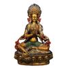 Древний Китай, очищенная чистая медь, окрашенная в зеленый цвет, статуя Тары Будды с изысканным мастерством и толстым покрытием