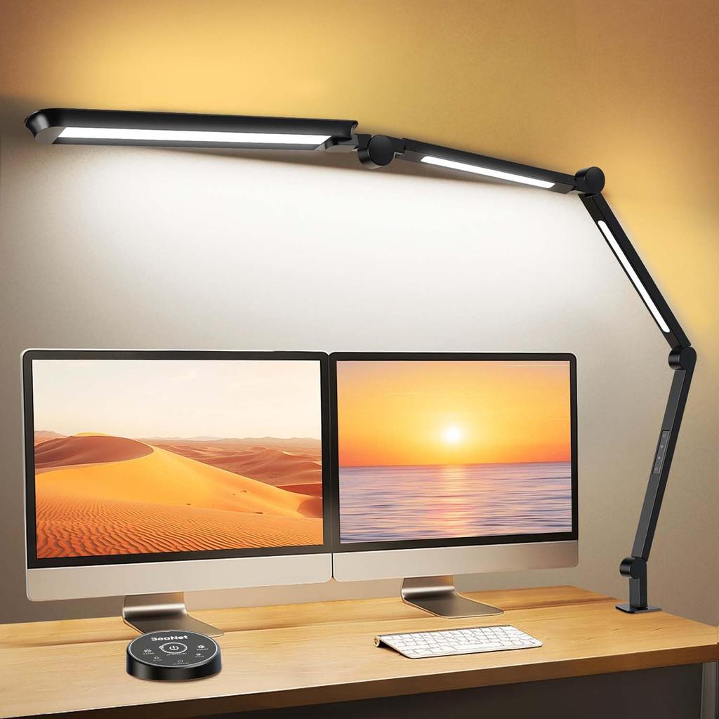 BeaNet Desk Light LED Remote 4 Light Sources JIS AA Environmental Auxiliary Independent 4 Level Dimming Color Clamp Desk Lamp Stand Light Adjustment