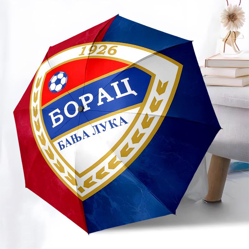 Football Club Borac Banja Luka- Automatic Opening and Closing, 8-rib Structure Portable Umbrella, Suitable for Men and Women in All Seasons