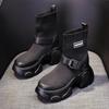 Fashion Lightweight Thick Bottom Platform Boots Women Autumn Breathable Stretch Warm Socks Boots Fashion Belt Buckle Design Ankle Boots